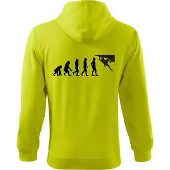 Pánská mikina Evoluce bouldering - Mikina s kapucí na zip trendy zipper - S ( Limetková )