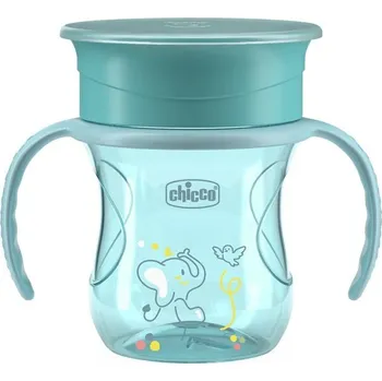 dětská jídelní sada CHICCO Hrneček 360 Perfect X s držadly teal, 12m+