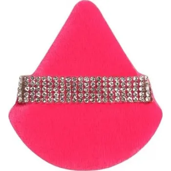 Sametová trojúhelníková labutěnka na líčení 7 x 6,5 cm Pudrová houbička na obličej Kosmetický nástroj s diamantovým páskem Jemný make-up aplikátor růžová