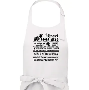 Kuchyňská zástěra Narozeniny říjen - Dámská zástěra na vaření - Univerzální velikost ( Bílá )