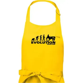 Kuchyňská zástěra Evoluce traktor - Pánská zástěra na vaření - Univerzální velikost ( Žlutá )