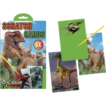 vyškrabávací obrázek Vyškrabávací karty 21x14 cm s obrázky 6 ks dinosauří motivy