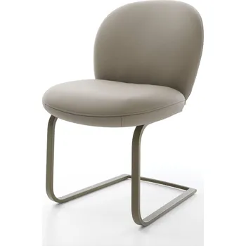 Jídelní židle DELIFE Jídelní židle Nube-Flex pravá kůže tmavě béžová jídelní židle plochý titanová barva taštičkové pružiny