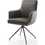 DELIFE Jídelní židle Heira-Flex s područkami mikrovlákno antracit vintage křížová podnož zúžená černá 180° otočná taštičkové pružiny