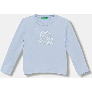 Dětské bavlněné tričko s dlouhým rukávem United Colors of Benetton modrá barva, 3I9WG10JS 3I9WG10JS.P.seasonal 05X, vel. 90