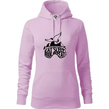 Dámská mikina Eat sleep ride repeat - hory - Mikina dámská Cape s kapucí - XS ( Orchid )
