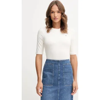 Dámské tričko Tričko Tommy Hilfiger dámské, béžová barva, WW0WW47308 01X, vel. M