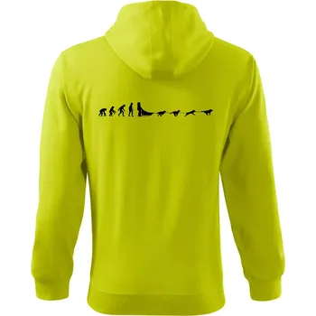 Pánská móda Evoluce psí spřežení - Mikina s kapucí na zip trendy zipper - XL ( Limetková )
