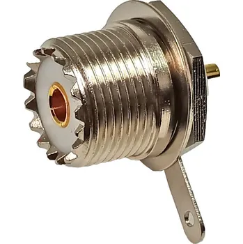 Páječka Konektor UHF panelový s maticí, pájecí - samice