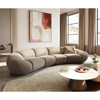 Pohovka DELIFE Pohovka XL Lunna 360x175 cm jemný bouclé taupe 2 polštáře