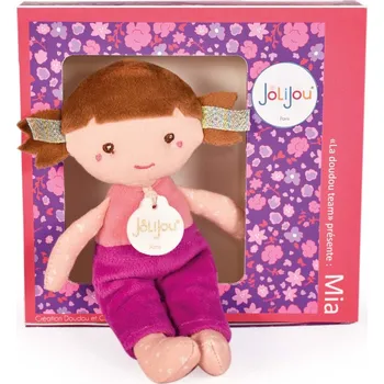 Výuková hračka Doudou Jolijou Panenka Mia 16 cm fuchsia