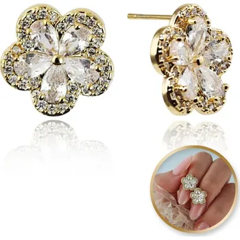 Náušnice Flamenco Mystique pozlacené náušnice z chirurgické oceli 14k se zirkonem stříbrný puzet S925 KST3338