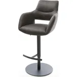 DELIFE Barová židle Yago-Flex mikrovlákno antracit vintage otočná podnož výškově nastavitelná kov černá otočný taštičkové pružiny