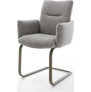 Jídelní židle DELIFE Jídelní židle Jova-Flex s područkami bouclé stříbrně šedá jídelní židle plochá titanová povrchová úprava taštičkové pružiny