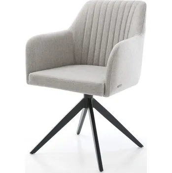 Jídelní židle DELIFE Jídelní židle Greg-Flex Stripes světle šedá křížová podnož široká černá 360° otočná houpací funkce taštičkové pružiny