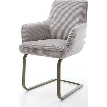 Jídelní židle DELIFE Jídelní židle Heira-Flex s područkami manšestr stříbrně šedá jídelní židle plochý titanová povrchová úprava taštičkové pružiny