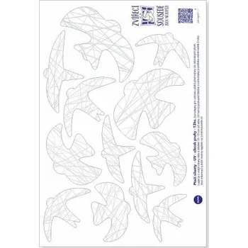 samolepka Snímatelné UV Samolepky na sklo proti ptákům 12ks - siluety s cikcak pruhy