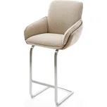 DELIFE Barová židle Luan-Flex kombinace materiálů tmavě béžová jídelní židle plochý nerezová ocel taštičkové pružiny