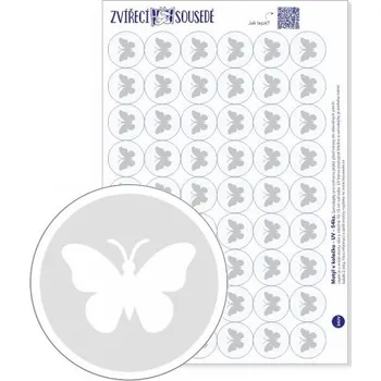 samolepka UV Samolepky na sklo proti ptákům 54ks - motýl v kolečku
