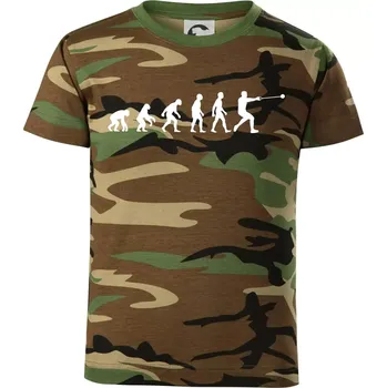 Evoluce hod kladivem - Dětské maskáčové triko - 104-110cm / 3-4 roky ( Hnědý maskáč )