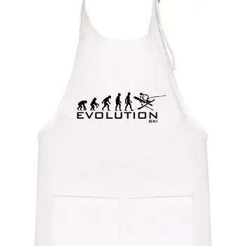 Kuchyňská zástěra Evoluce lyžování - Dětská zástěra na vaření - Univerzální velikost ( Bílá )