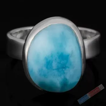 Prsten Stříbrný prsten (Ag 925/1000) s larimarem QA, vel. kamene cca 16 x 13 mm, RARITA (LR9081R)