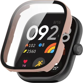 Příslušenství k chytrým hodinkám VSECHNONAMOBIL 75657 PC FULL COVER Plastový kryt se sklem pro Redmi Watch 4 růžový