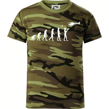 Chlapecké tričko Evoluce modeláře - Dětské maskáčové triko - 122 cm/6 let ( Zelený maskáč )