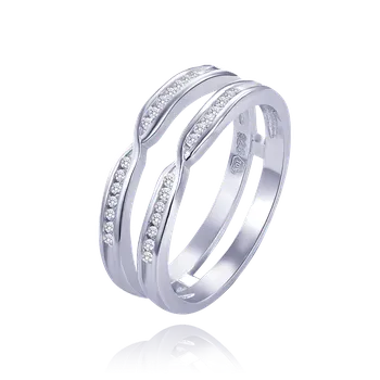 Souprava šperků MINET Luxusní stříbrný prsten s bílými zirkony vel. 60 JMAS0270SR60