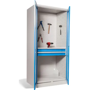 Skříňka na nářadí Dílenská skříň s prosklenými dveřmi a dvěma zásuvkami, modrá #05 STRONG DEEP MAXI 2D1S GLASS BLUE