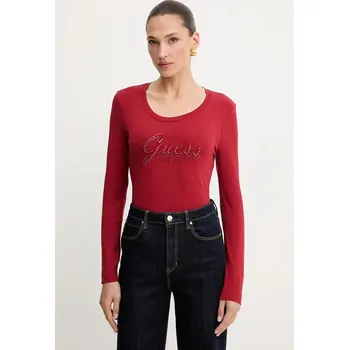 Pánské tričko Tričko s dlouhým rukávem Guess W5YI26.J1314 červená 33X, vel. M