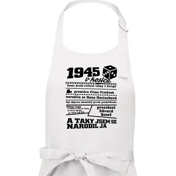 Kuchyňská zástěra 1945 v kostce - Pánská zástěra na vaření - Univerzální velikost ( Bílá )