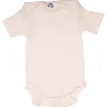 Kojenecký body Dětské body z merino vlny a hedvábí Cosilana s krátkým rukávem přírodní krémová barva Velikost: 86/92