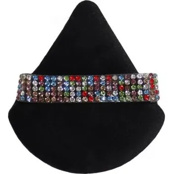 Houbička na make-up Trojúhelníková pudrová labutěnka 7 x 6,5 cm Sametová houbička na líčení Obličejový make-up nástroj Barevný diamantový pásek Kosmetická pomůcka černá