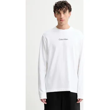 Pánská móda Bavlněné tričko s dlouhým rukávem Calvin Klein LV04LD232G bílá 00X, vel. S