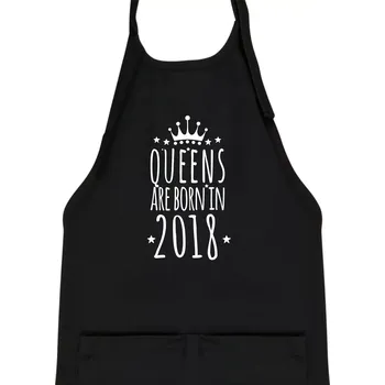 Kuchyňská zástěra Queens are born in 2018 - Dětská zástěra na vaření - Univerzální velikost ( Černá )