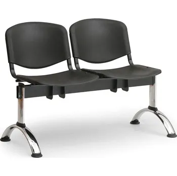 Plastová lavice ISO II, 2-sedák - chromované nohy, modrá