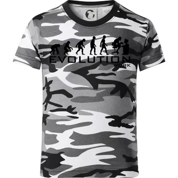 Chlapecké tričko Evoluce práce - Dětské maskáčové triko - 146 cm/10 let ( Šedý maskáč )