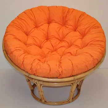 Nábytek Axin Trading s.r.o. Ratanový papasan 100 cm medový polstr oranžový melír