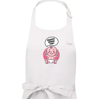 Kuchyňská zástěra Nechce někdo ven - Triko pro porodní asistentku - Dámská zástěra na vaření - Univerzální velikost ( Bílá )