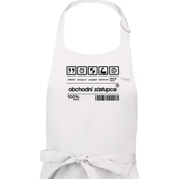 Kuchyňská zástěra Čárový kód obchodní zástupce - Pánská zástěra na vaření - Univerzální velikost ( Bílá )