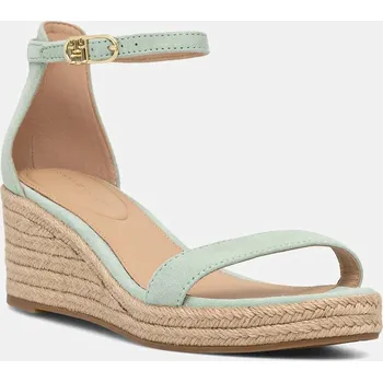 Dámské sandále Semišové sandály Tommy Hilfiger SUEDE ANKLE MID WEDGE ESPADRILLE FW0FW08479 zelená 07X, EUR 39