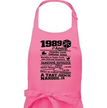 Kuchyňská zástěra 1989 v kostce - Pánská zástěra na vaření - Univerzální velikost ( Růžová )