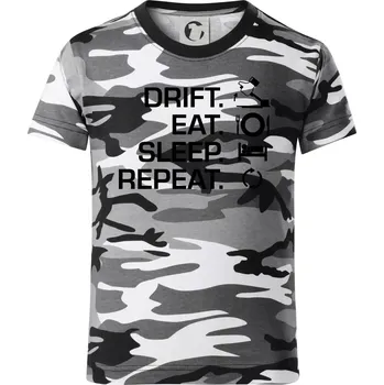 Chlapecké tričko Drift Eat Sleep Repeat - Dětské maskáčové triko - 134 cm/8 let ( Šedý maskáč )