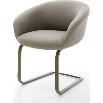 Jídelní židle DELIFE Jídelní židle Vinka-Flex s područkami pravá kůže tmavě béžová jídelní židle plochý titanová barva taštičkové pružiny