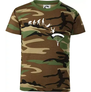 Chlapecké tričko Evoluce parašutista seskok - Dětské maskáčové triko - 146 cm/10 let ( Hnědý maskáč )