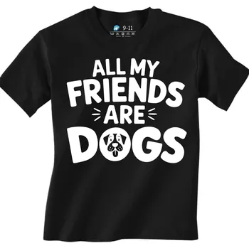 Chlapecké tričko Dětské tričko Všichni moji přátelé jsou psi (Velikost: 3-4, Barva: Černá)