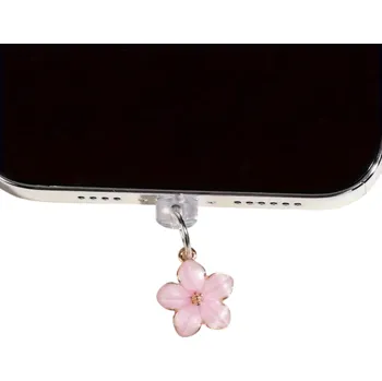 Telefonní prachová zátka 3,3 x 1,5 cm Květinový přívěsek Dekorace nabíjecího portu Android Ochrana proti prachu Přívěsek s květinou růžová