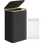 Songmics Koš na prádlo 90 l s odnímatelnou taškou, černý LCB509B01V1