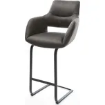 DELIFE Barová židle Yago-Flex mikrovlákno antracitová vintage jídelní židle plochý kov černý taštičkové pružiny